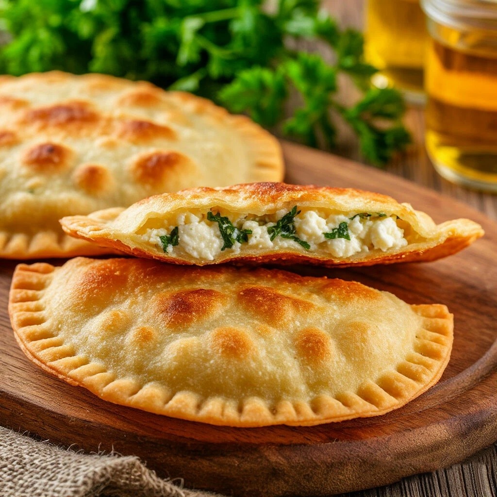 Chebureks with cottage cheese (vegetarian)
